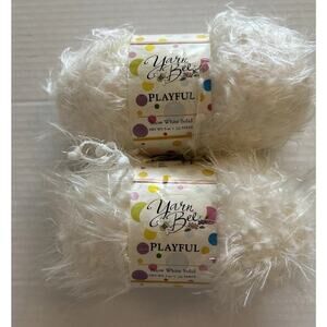 Vtg Yarn Bee Yarn PLAYFUL Lot of 2 Skeins Snow White Solid 5oz 220yds 100% Nylon
